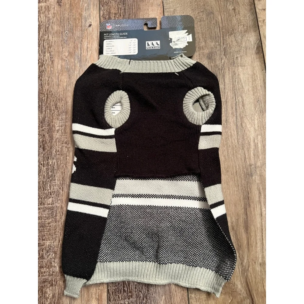 NEW NFL Raiders Pet Sweater Black Gray